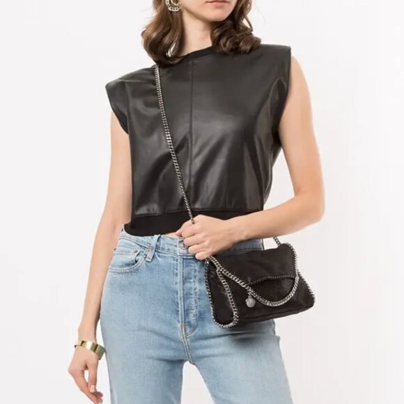 Alice + Olivia Tops - Alice + Olivia  kendrick faux Leather top Medium M NWT